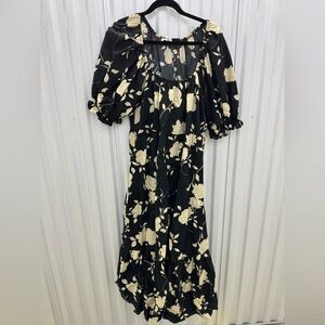 Black and Cream Floral Maxi Dress